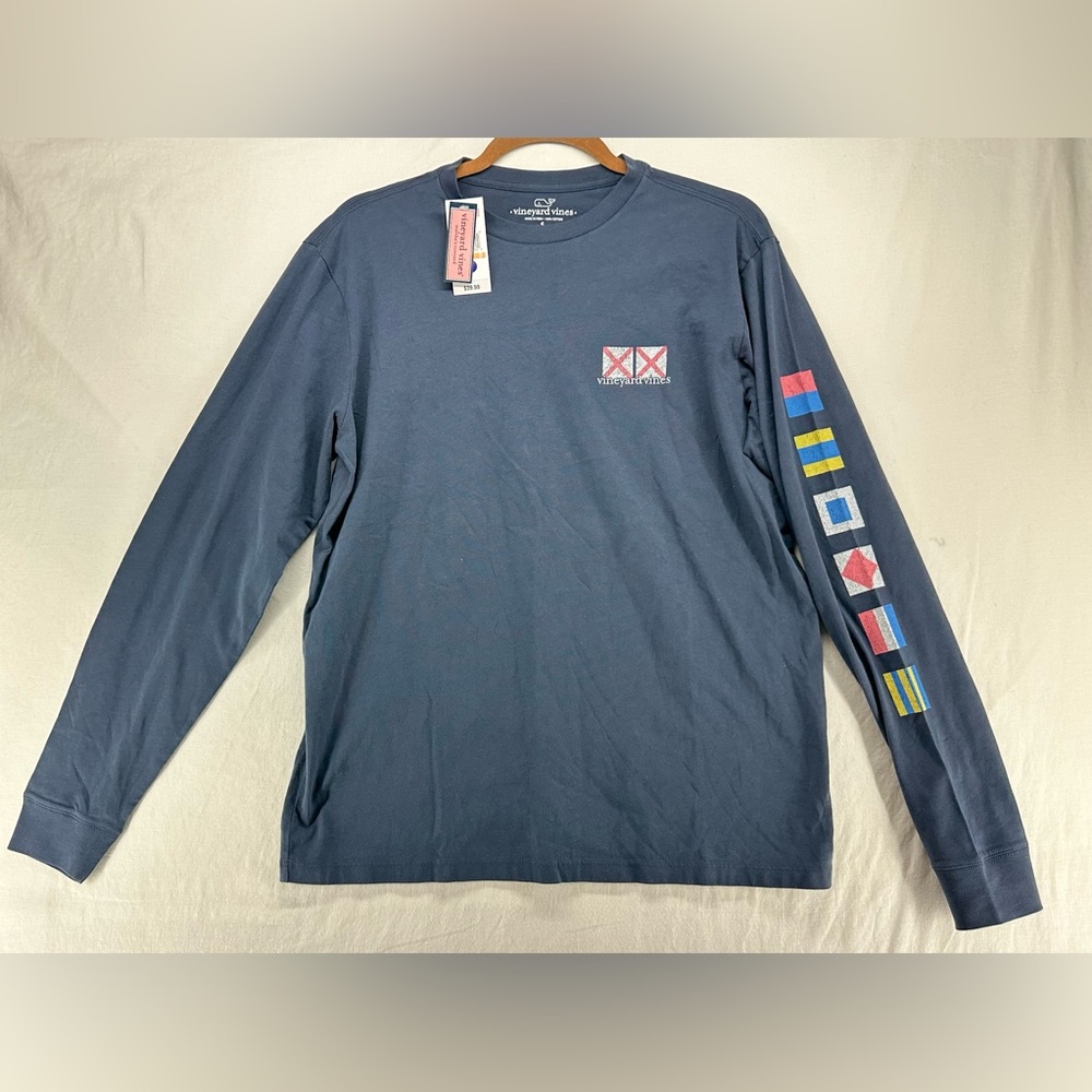 NEW Vineyard Vines Long‎ Sleeve T Shirt Maritime Signal Flags Mens Size L